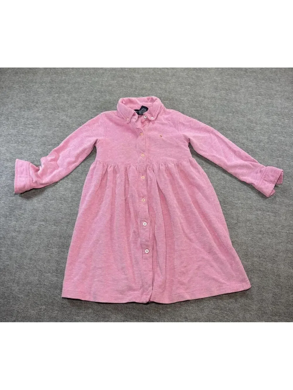 Ralph Lauren Toddler Girls Knit Dress-Pink/Long sleeve/4T/Preppy/Button Down